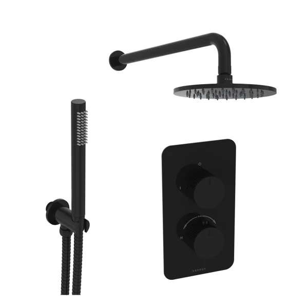 Saneux Cos 2 Way Shower Kit - W/ Slim Handset - Fluted - Satin Black