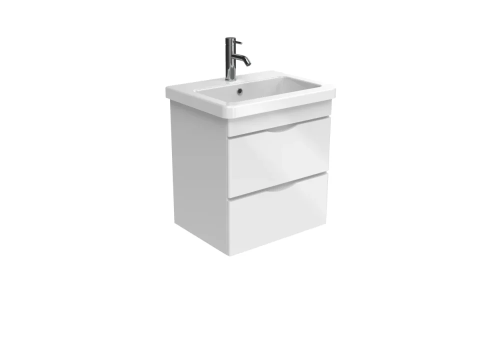 Saneux Indigo 60cm 2 Drawer Wall Mounted Unit - Gloss White product image - Image 1
