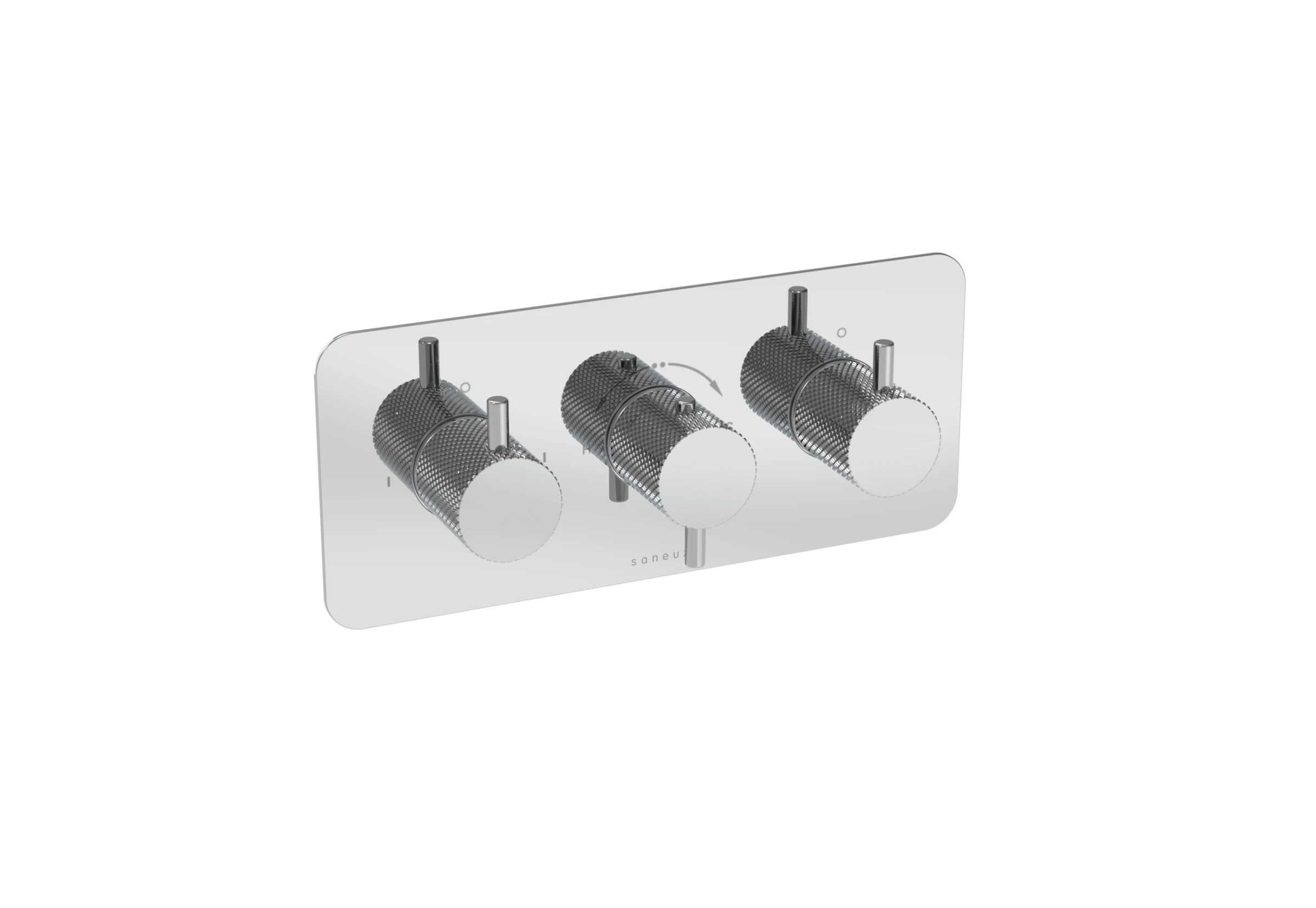 Saneux Cos 2 Way 3 Handle Thermostatic Shower Valve Kit - W/ Knurled Handle - Landscape - Chrome