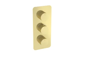 Saneux Cos 3 Way Thermostatic Shower Valve Kit - W/ Fluted Handle - Portrait - Brushed Brass (pvd)
