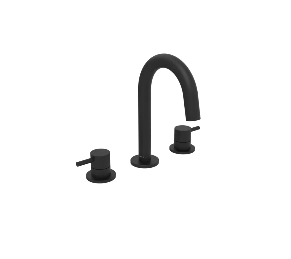 Saneux Cos 3 Piece Deck Mounted Basin Mixer - Matte Black product image - Image 1