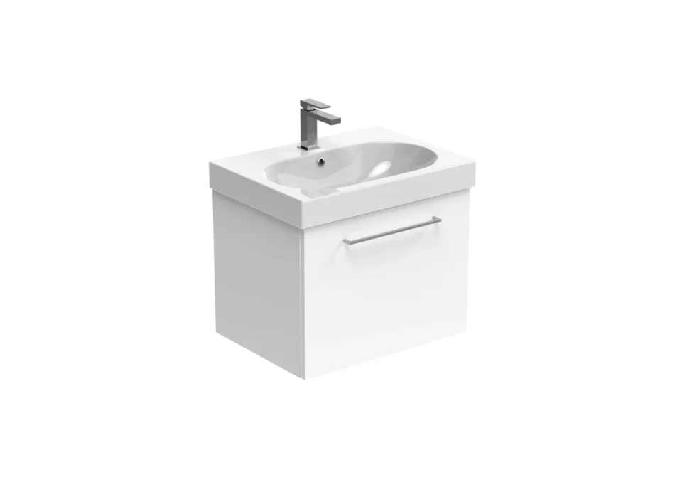 Saneux Austen 60cm 1 Drawer Wall Mounted Unit - Gloss White product image - Image 1