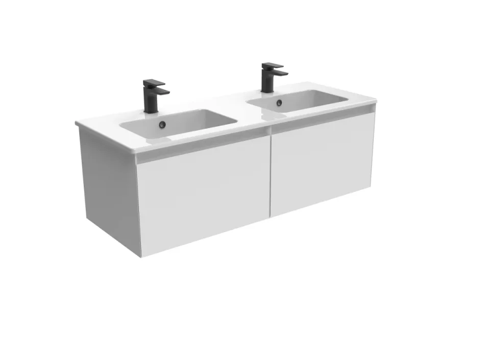 Saneux Uni 120cm 2 Drawer Wall Mounted Unit - Matte White product image - Image 1