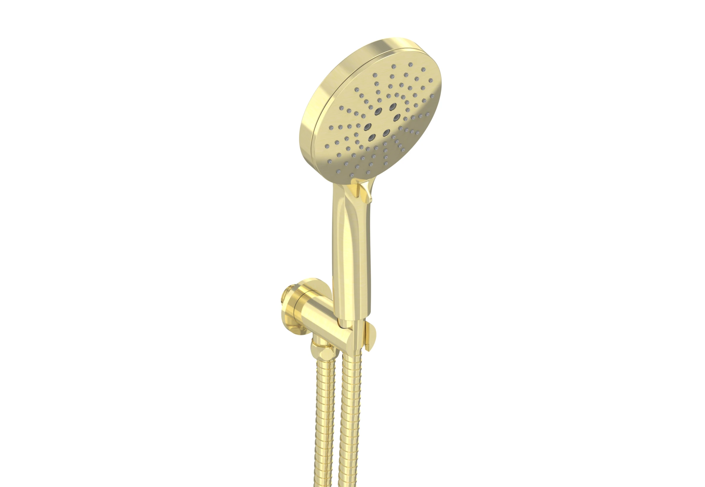 Saneux Cos 3 Function Handset - W/ Outlet Elbow & Holder & 150cm Hose - Brushed Brass