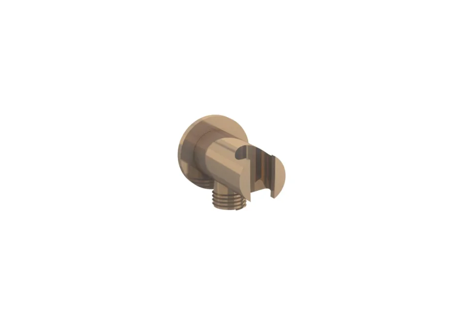 Saneux Cos Round Shower Outlet Elbow & Holder - Brushed Bronze product image - Image 1