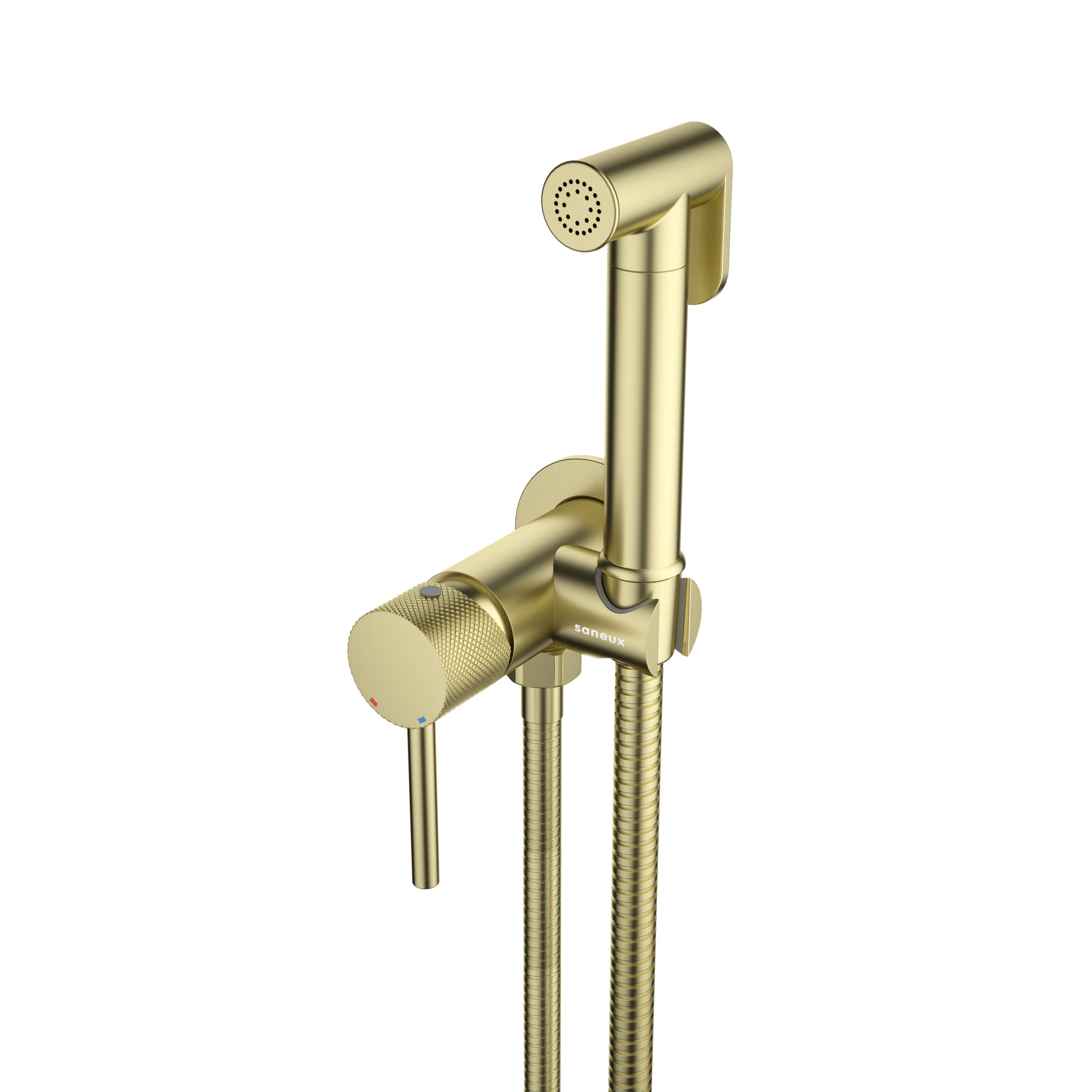 Saneux Cos Douche Kit With Knurled Handle - Brushed Brass