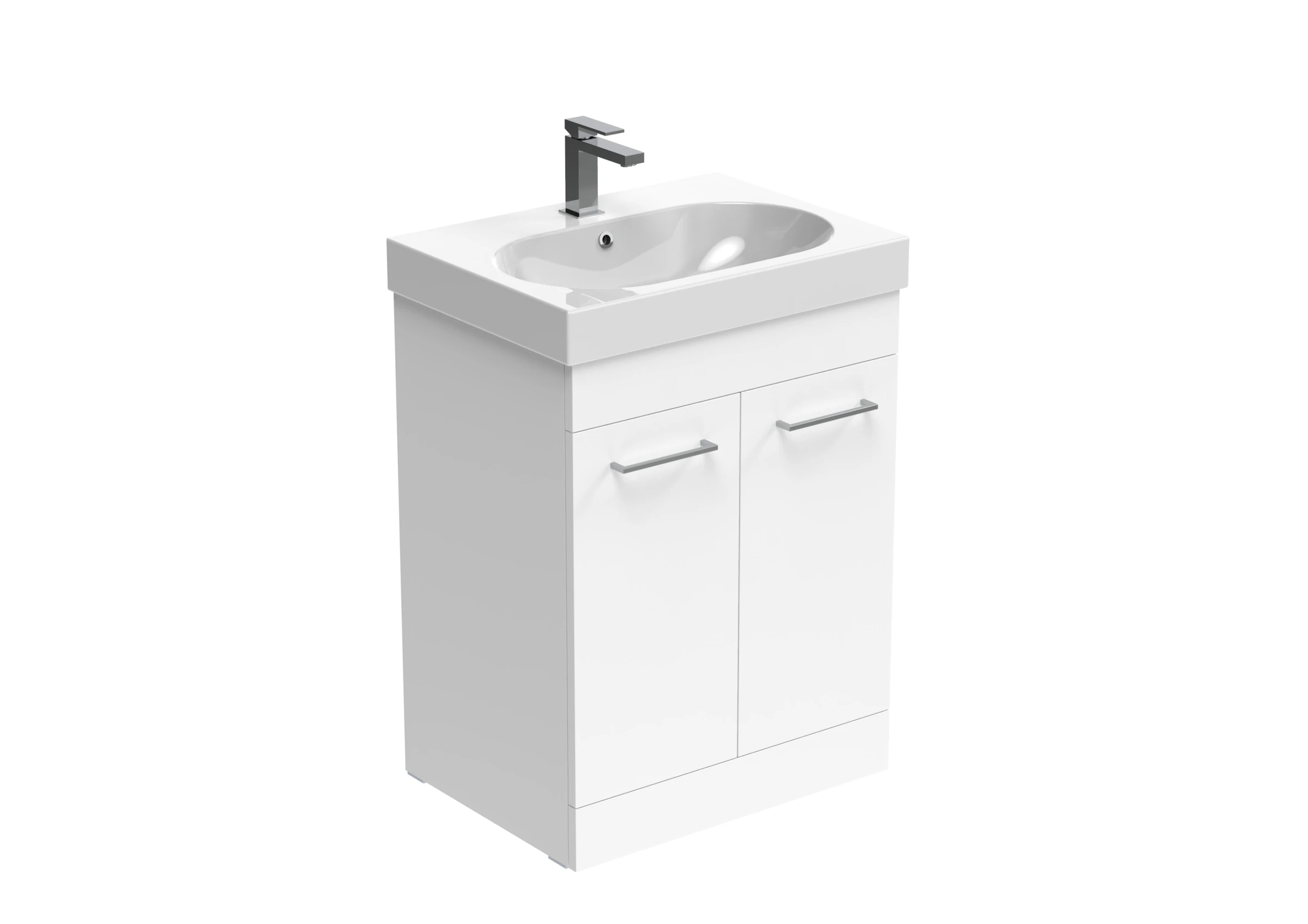 Saneux Austen 60cm 2 Door Floor Standing Unit - Gloss White