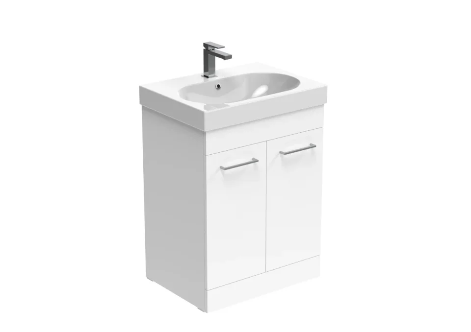 Saneux Austen 60cm 2 Door Floor Standing Unit - Gloss White product image - Image 1