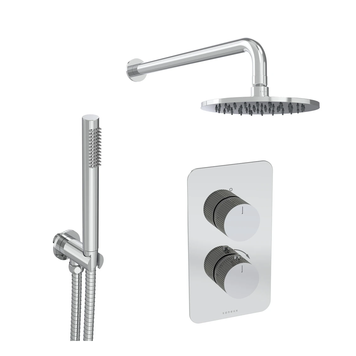 Saneux Cos 2 Way Shower Kit - W/ Slim Handset - Fluted - Chrome