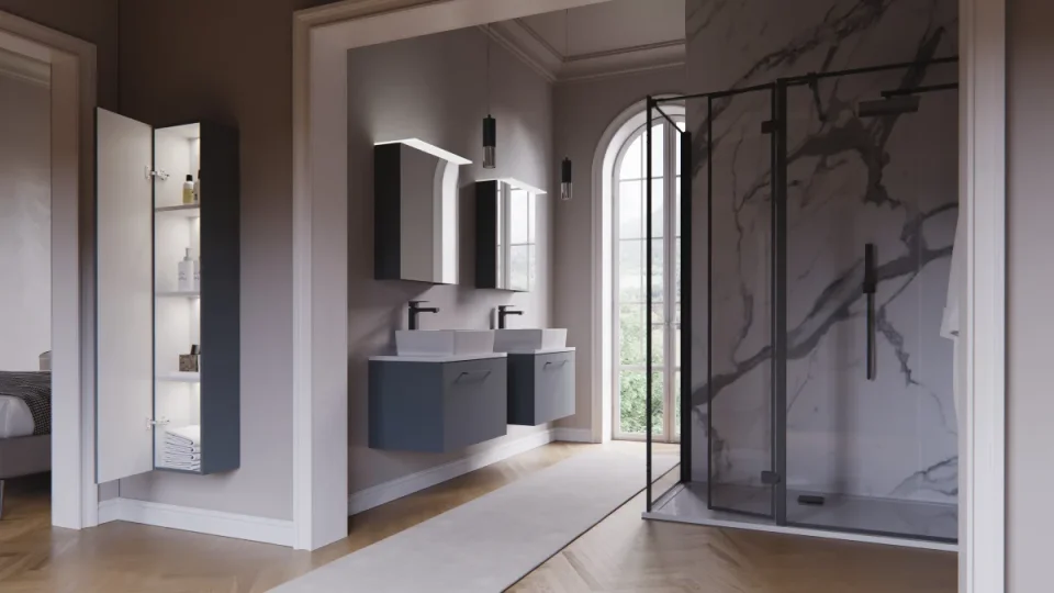 Saneux Austen 30x150cm Side Unit - Matte Iron Grey detail view - Image 6