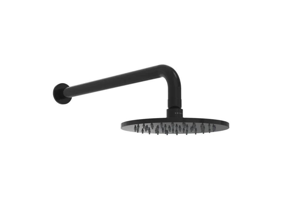 Saneux Cos 400mm Wall Mounted Shower Arm - Satin Black detail view - Image 2