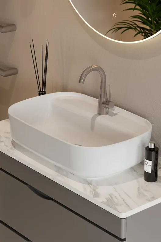 Saneux Eden Basin Mixer - Brushed Nickel detail view - Image 2