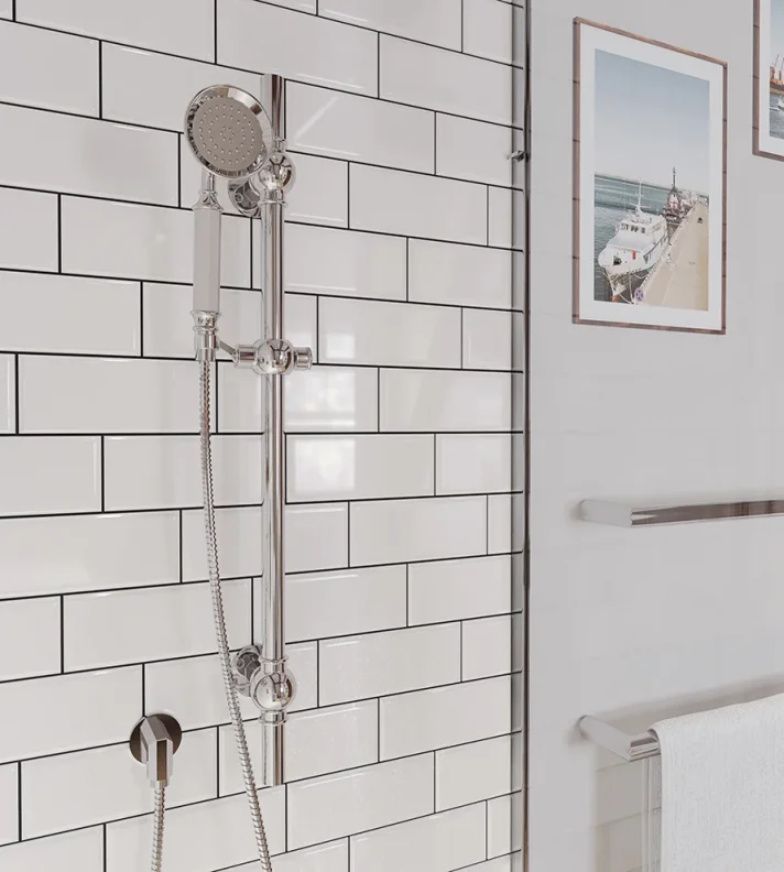 Saneux Cromwell Shower Slider Rail - Chrome detail view - Image 7