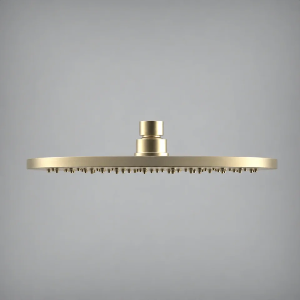 Ava Round 250mm Shower Head (8mm Thickness) - Brushed Brass detail view - Image 13