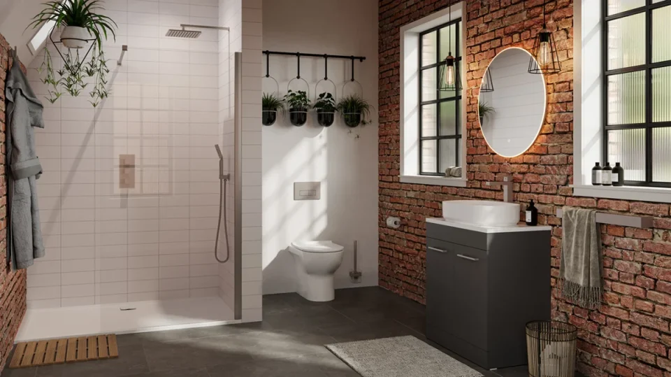 Saneux Austen 72cm 2 Door Floor Standing Unit - Matte Iron Grey detail view - Image 4