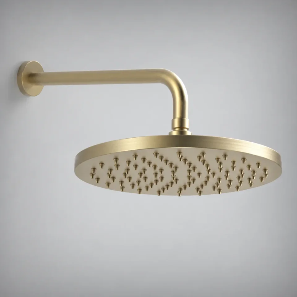 Ava Round 250mm Shower Head (8mm Thickness) - Brushed Brass detail view - Image 15