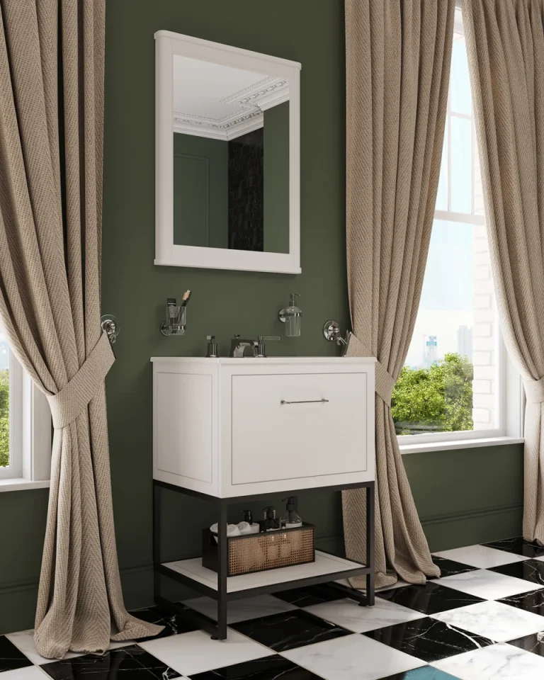Saneux Kingsbury 60cm 1 Drawer Floor Standing Unit - Matte White detail view - Image 9