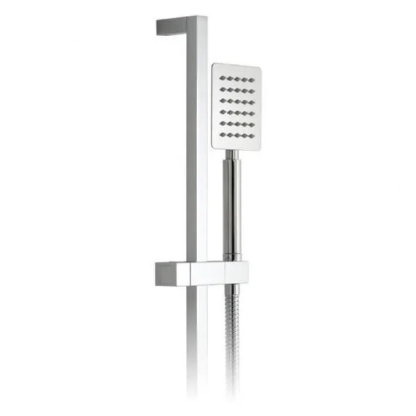 Vado Aquablade Slide Rail Shower Kit With Rectangular Single Function All Metal Rub Clean Shower Handset With Cool Touch Handle, 900mm Slide Rail With Twist Control And 150cm Shower Hose Chrome