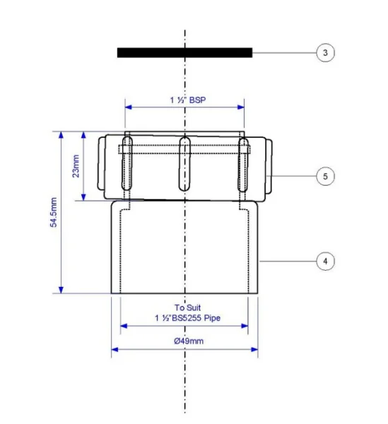 Hansgrohe Mcalpine T25 Cap And Lining Bsp Coupling Adapter For Bath Wastes 11/2"