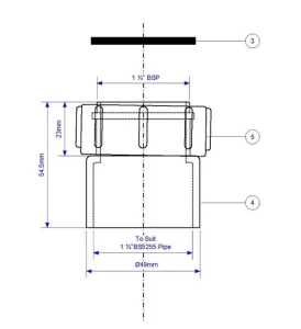 Hansgrohe Mcalpine T25 Cap And Lining Bsp Coupling Adapter For Bath Wastes 11/2"