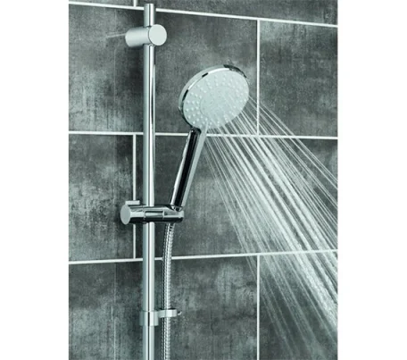 Vado Evolve Slide Rail Shower Kit With Round 4 Function Rub-clean Shower Handset With Pause Function, 680mm Slide Rail And 150cm Smoothflex Anti-twist Silver Shower Hose Chrome detail view - Image 3