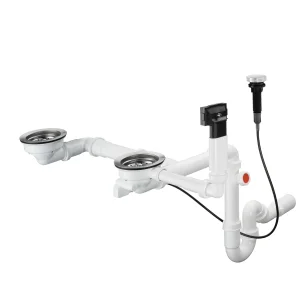 Hansgrohe D17-11 Automatic Waste And Overflow Set For Double Bowl Granite Chrome
