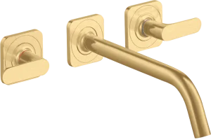 Axor Citterio M 3-hole Basin Mixer For Concealed Installation Wall-mounted With Spout 226 Mm, Lever Handles And Escutcheons Gold Brushed
