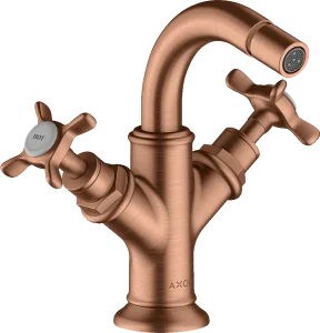 Axor Montreux 2-handle Bidet Mixer With Cross Handles And Pop-up Waste Brushed Red Gold