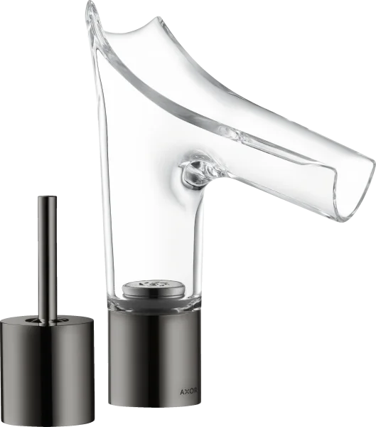 Axor Starck V 2-hole Basin Mixer 110 With Glass Spout Without Waste Polished Black Chrome