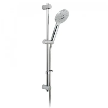 Vado Nebula Slide Rail Shower Kit With Round 3 Function Rub-clean Shower Handset With Push-button Control, 680mm Slide Rail And 150cm Smoothflex Anti-twist Silver Shower Hose Chrome