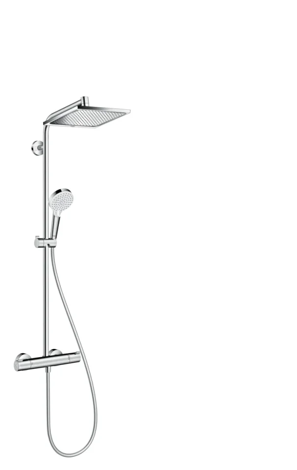 Hansgrohe Crometta E Showerpipe 240 1jet Ecosmart With Thermostatic Shower Mixer Chrome product image - Image 1