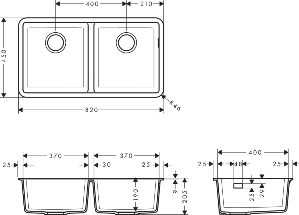 Hansgrohe S51 S510-u770 Undermount Sink 370/370 detail view - Image 2