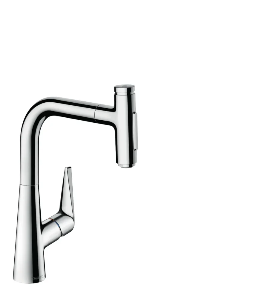 Hansgrohe Talis Select M51 Single Lever Kitchen Mixer 220 With Pull-out Spray And Sbox, 2 Spray Modes Chrome product image - Image 1