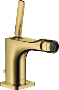 Axor Citterio E Single Lever Bidet Mixer With Pin Handle And Pop-up Waste Gold Polished