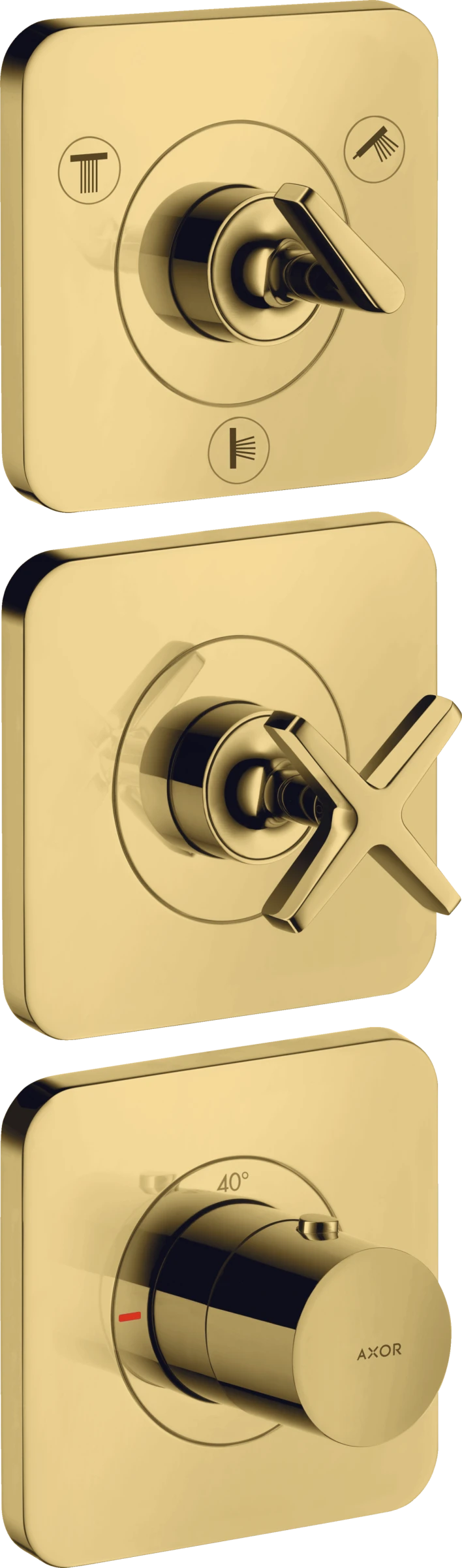 Axor Citterio E Thermostatic Module 380/120 For Concealed Installation For 3 Outlets With Escutcheons Gold Polished
