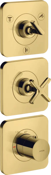 Axor Citterio E Thermostatic Module 380/120 For Concealed Installation For 3 Outlets With Escutcheons Gold Polished