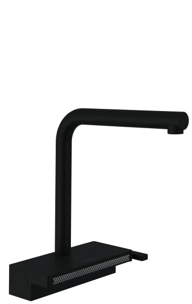 Hansgrohe Aquno Select M81 Single Lever Kitchen Mixer 250 With Pull-out Spout And Sbox, 2 Spray Modes Matt Black