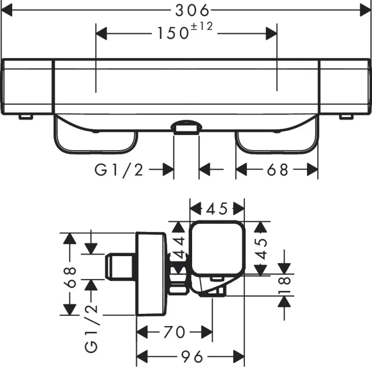Hansgrohe Ecostat E Shower Thermostat For Exposed Installation Chrome detail view - Image 2