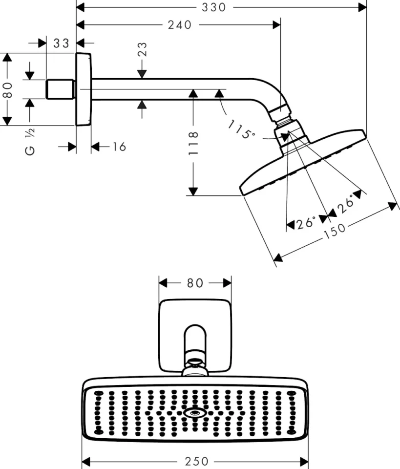 Hansgrohe Raindance E Overhead Shower 240 1jet With Shower Arm detail view - Image 2