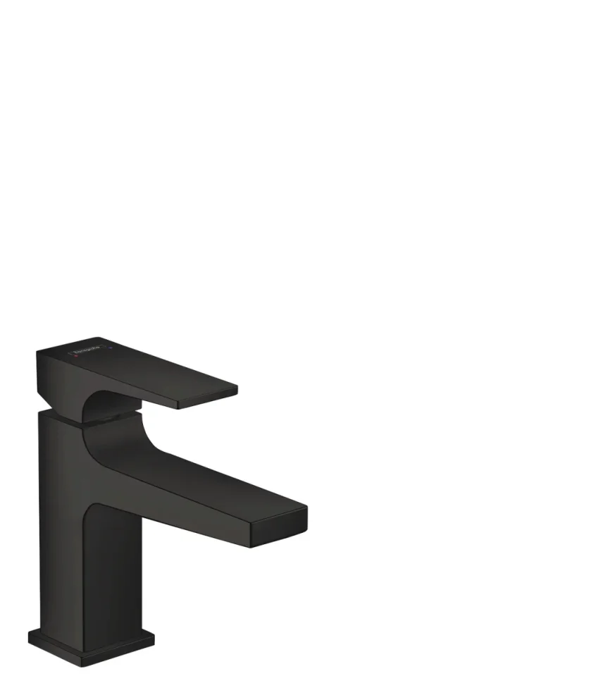 Hansgrohe Metropol Single Lever Basin Mixer 100 With Lever Handle For Handrinse Basins With Push-open Waste Set Matt Black product image - Image 1