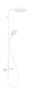 Hansgrohe Raindance Select S Showerpipe 240 1jet Powderrain With Thermostatic Shower Mixer Matt White