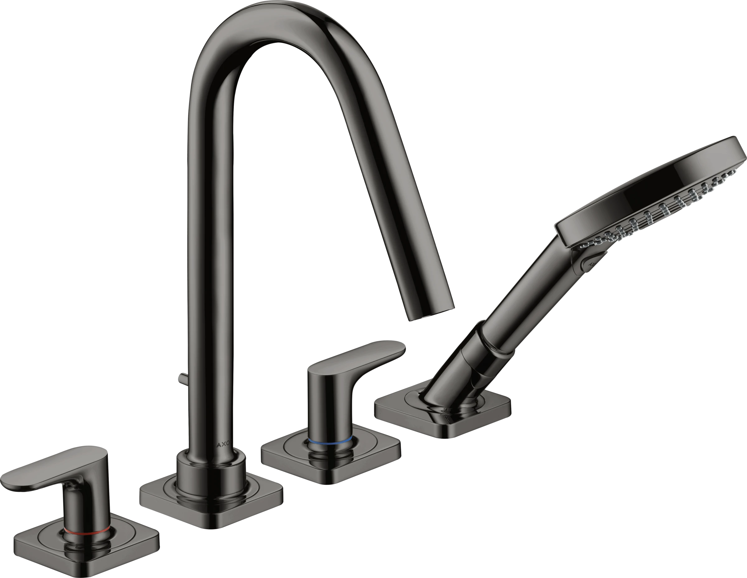Axor Citterio M 4-hole Tile Mounted Bath Mixer With Lever Handles And Escutcheons Polished Black Chrome