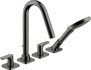 Axor Citterio M 4-hole Tile Mounted Bath Mixer With Lever Handles And Escutcheons Polished Black Chrome
