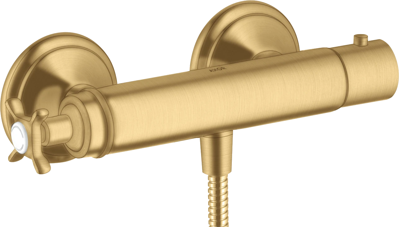 Axor Montreux Thermostatic Shower Mixer For Exposed Installation With Cross Handle Gold Brushed