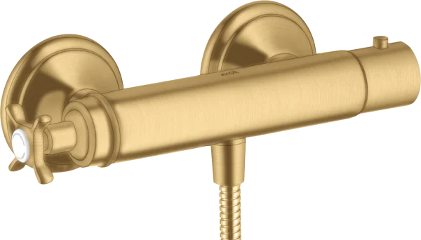 Axor Montreux Thermostatic Shower Mixer For Exposed Installation With Cross Handle Gold Brushed