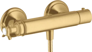 Axor Montreux Thermostatic Shower Mixer For Exposed Installation With Cross Handle Gold Brushed