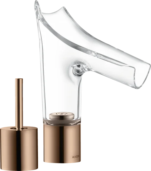 Axor Starck V 2-hole Basin Mixer 110 With Glass Spout Without Waste Polished Red Gold