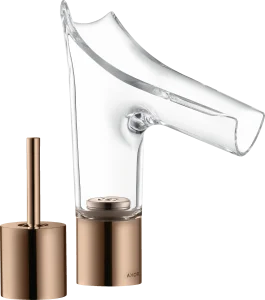 Axor Starck V 2-hole Basin Mixer 110 With Glass Spout Without Waste Polished Red Gold