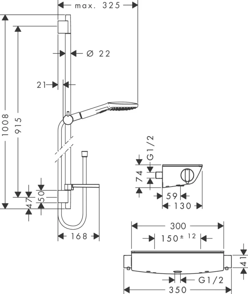 Hansgrohe Ecostat Select Dap/rd Sel.e 120/u'900 Chrome detail view - Image 3