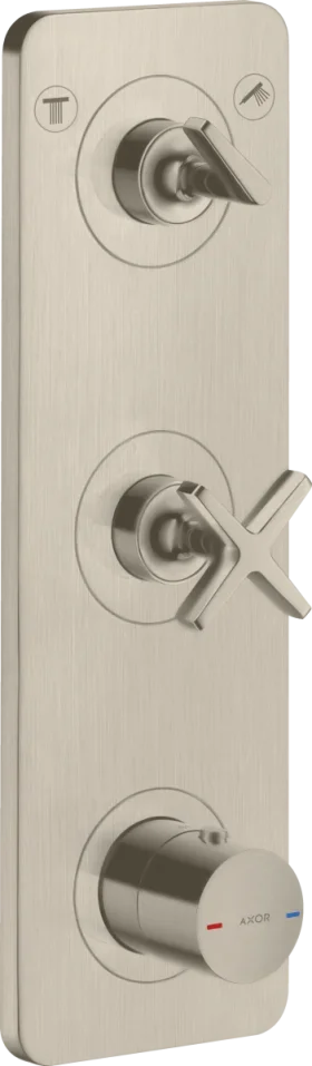Axor Citterio E Thermostatic Module 380/120 For Concealed Installation For 2 Outlets With Plate Brushed Nickel product image - Image 1